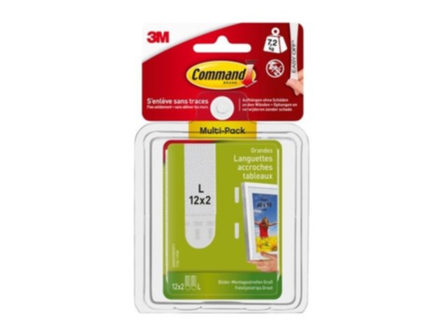 24 languettes de fixation tableau GM blanc - 3M COMMAND