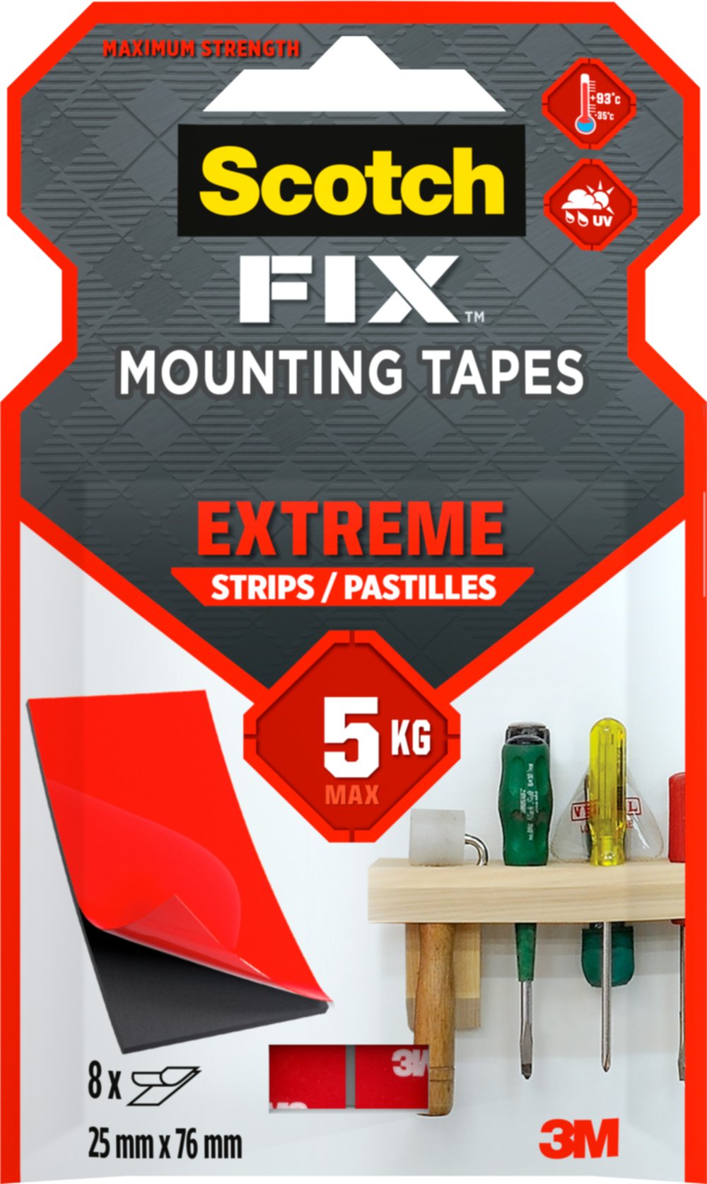 8 pastilles adhésives double face Fix Mounting Tapes Extrême 25x76mm - SCOTCH