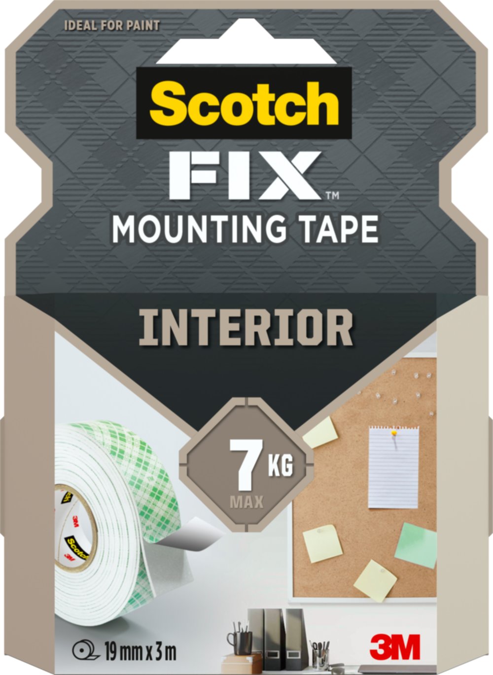 Ruban adhésif double face Intérieur Fix Mounting Tape Intérieur 19mmx3m blanc - SCOTCH