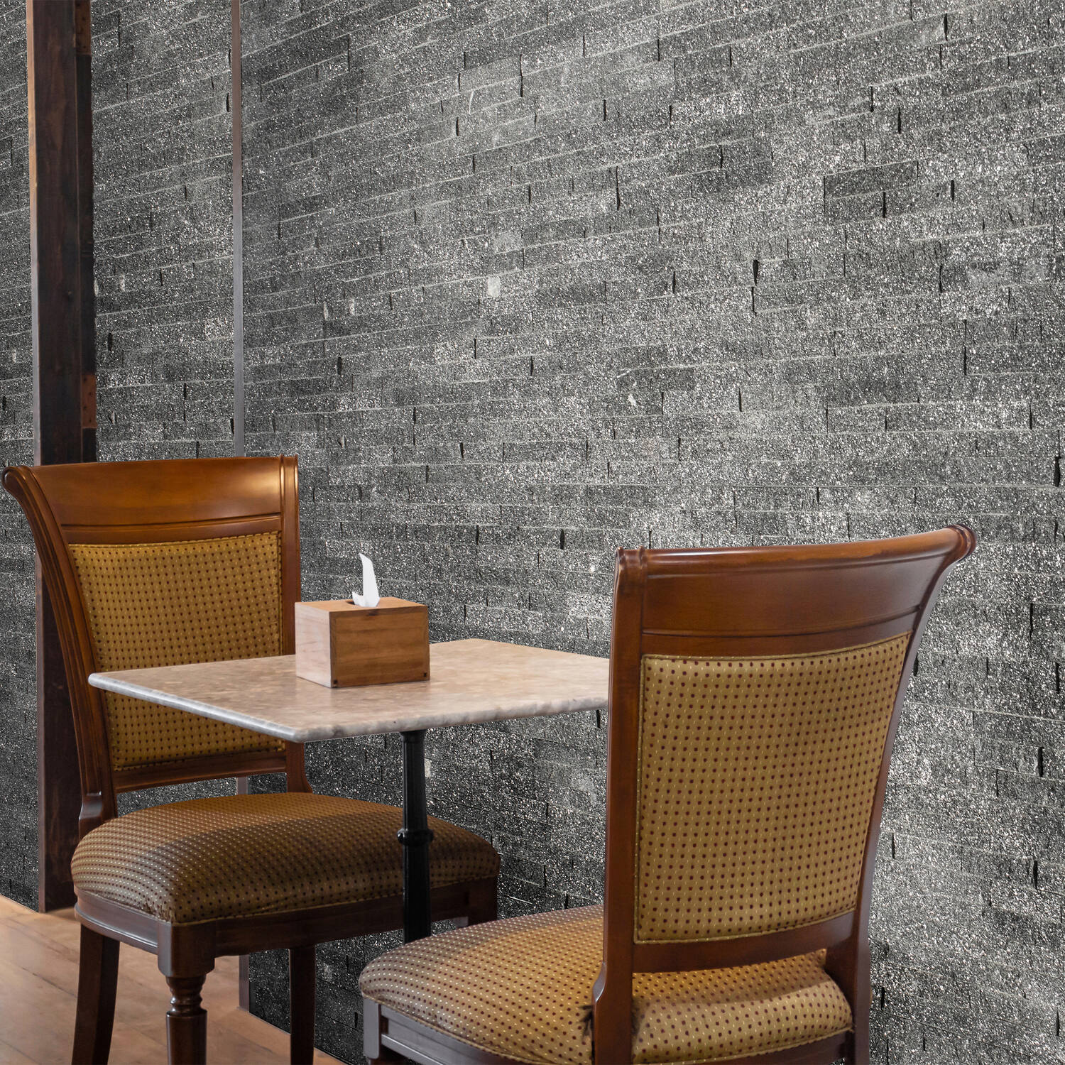 Plaquette de parement Galaxy Black en pierre naturelle 0,468m² - MODULO