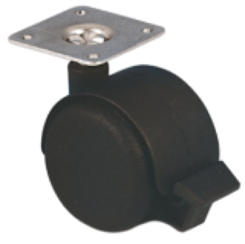 roulette pivotante à platine ,galets jumelés ø 50 a frein - CAUJOLLE