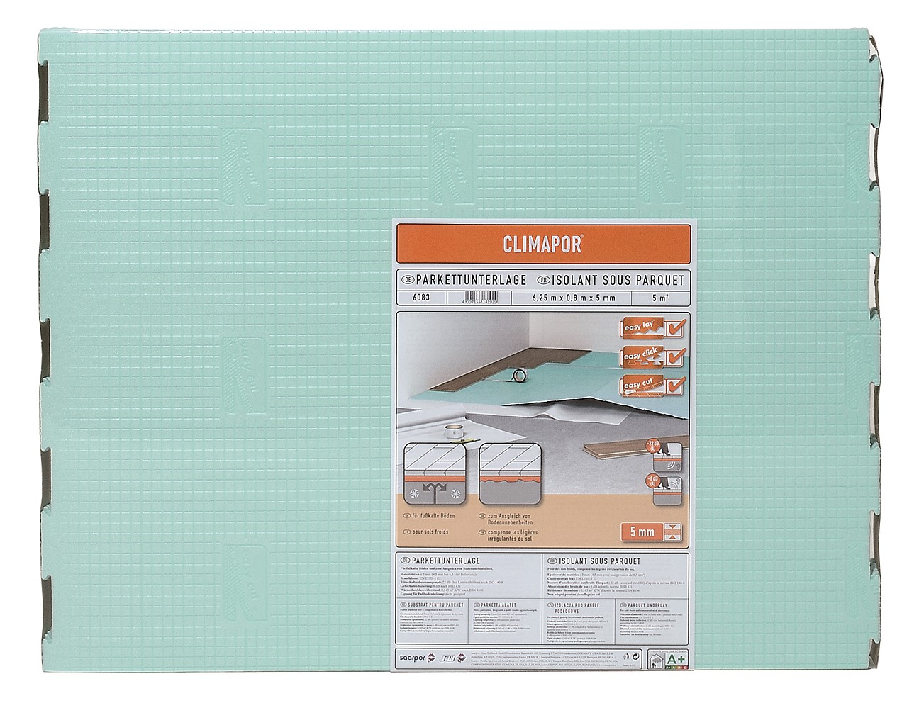 isolant sous couche parquet polystyrène extrudé 6,25 m x 0.8 m x 5 mm - CLIMAPOR