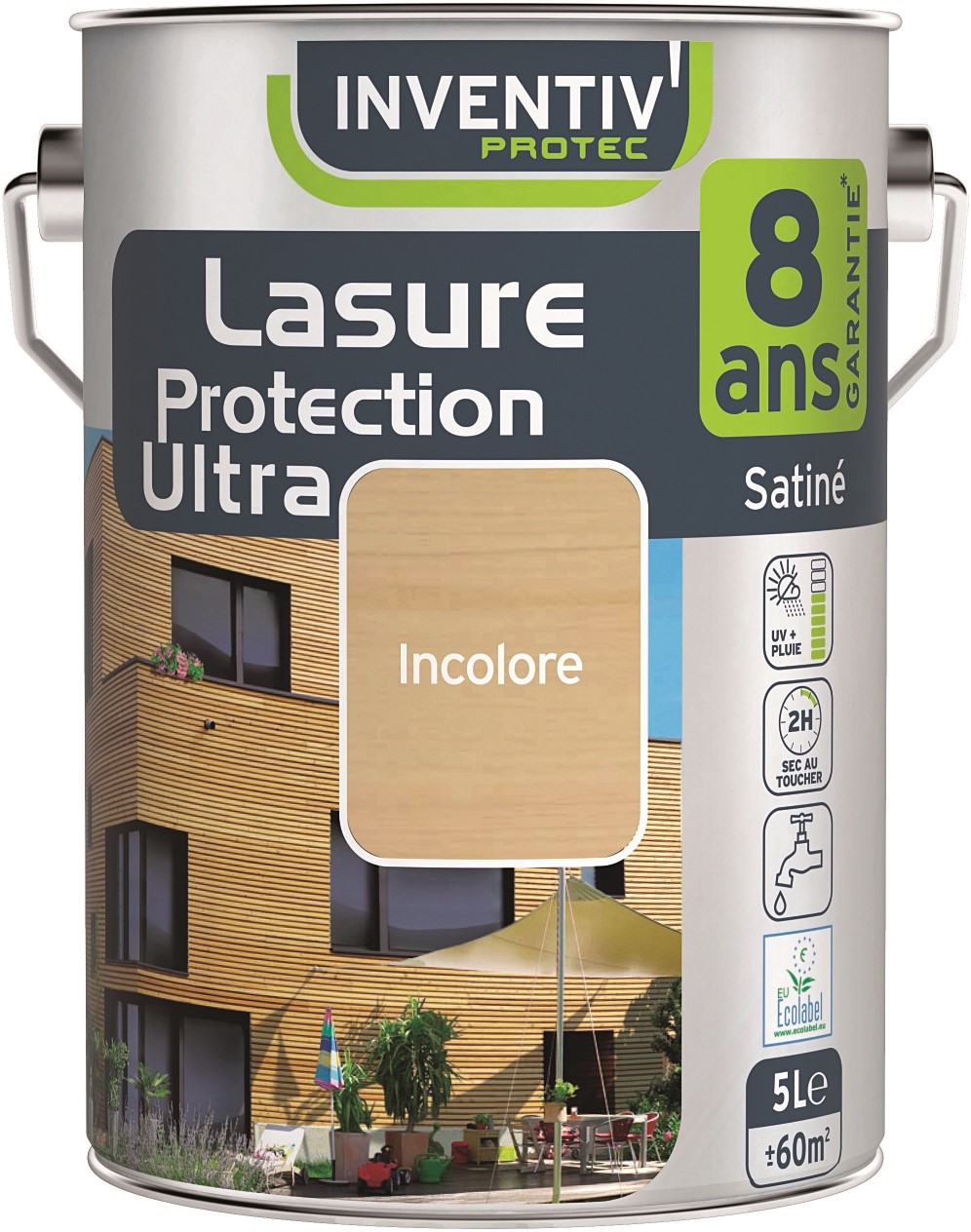 Lasure protection ultra 8 ans 5L blanc - INVENTIV