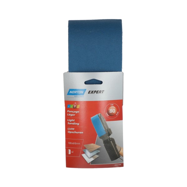 Bandes ponçage ponceuses portatives 100x610mm Grain 80 - NORTON