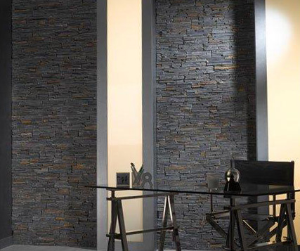 plaquette de parement stonepanel noir fine lame - LITHOS