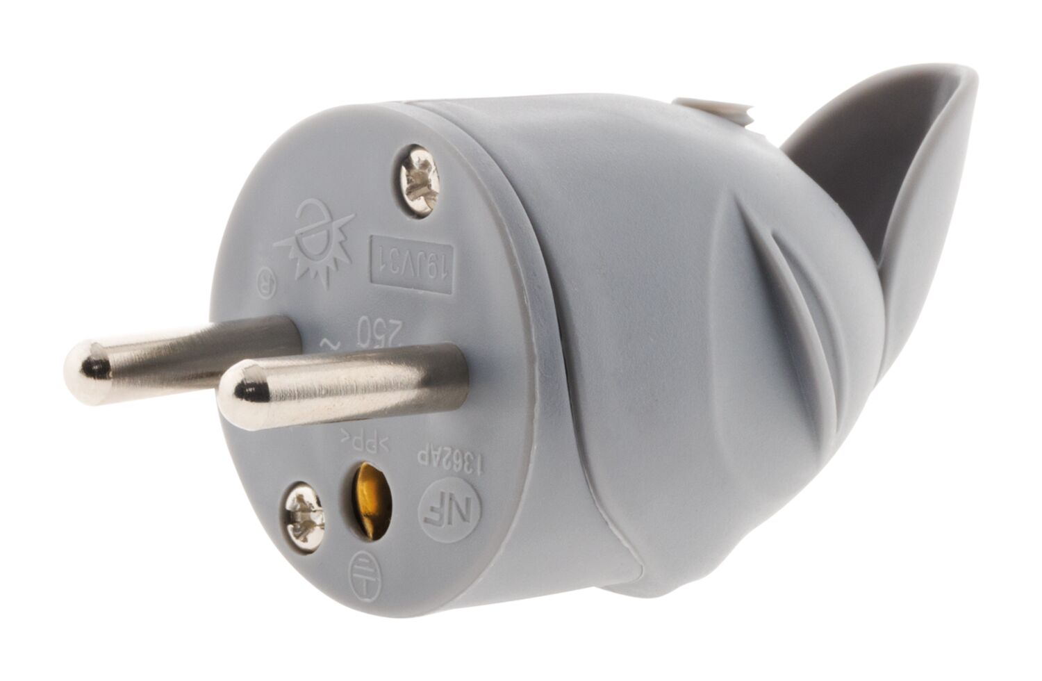 Fiche 1 prise mâle 16A Coudée Gris - ZENITECH