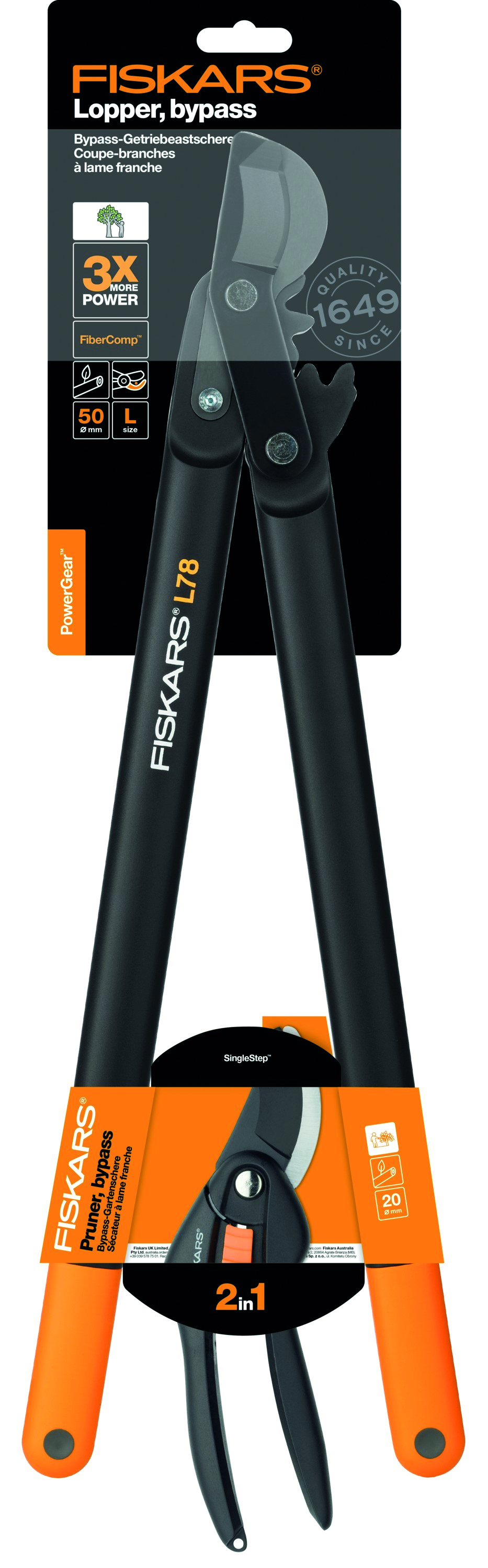 Coupe-branche Powergear L78 + sécateur Singlestep P26 - FISKARS 