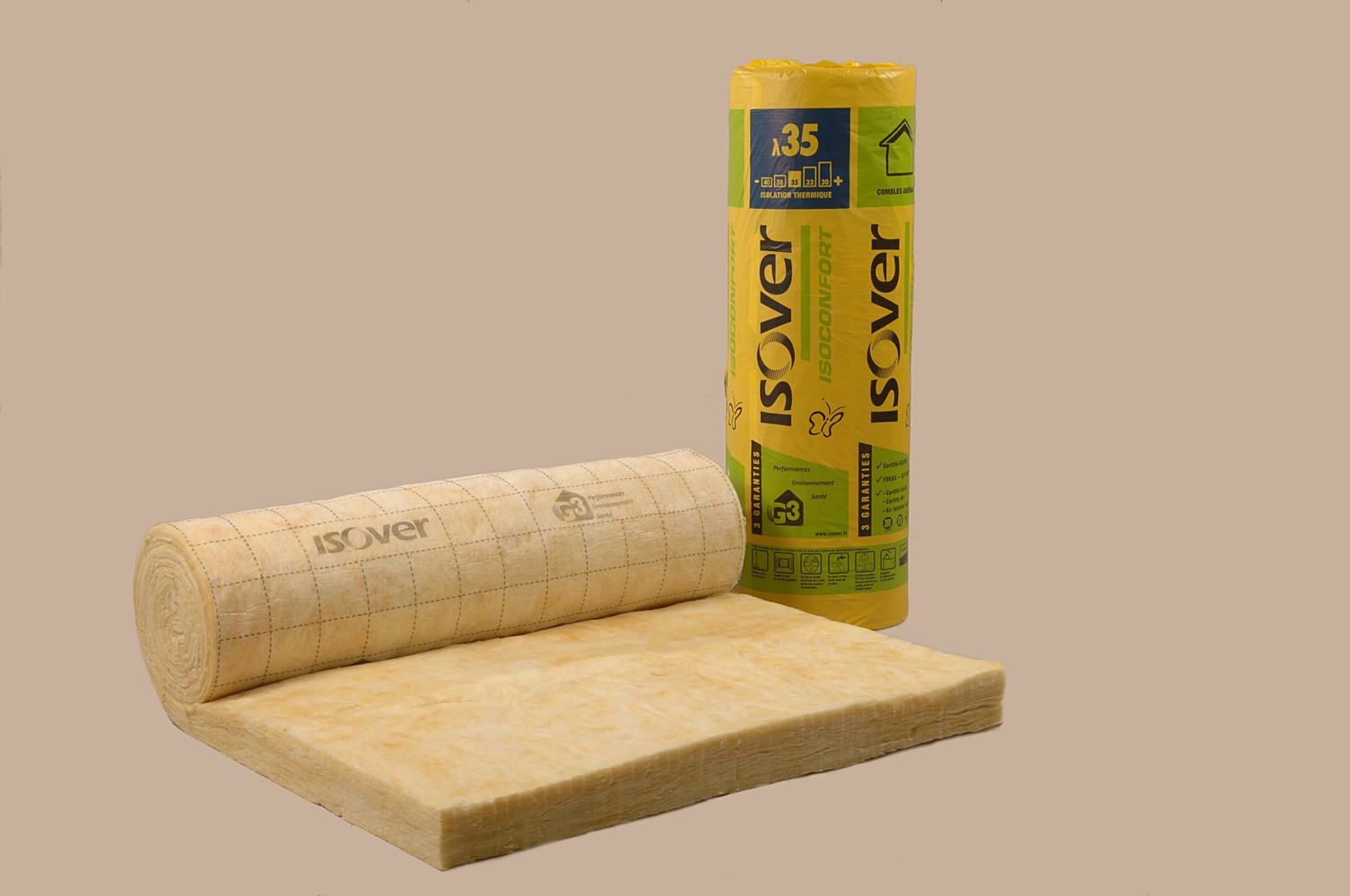 Rouleau de laine de verre Isoconfort 35 Ep.60mm 10x1,2m R=1,7 - ISOVER