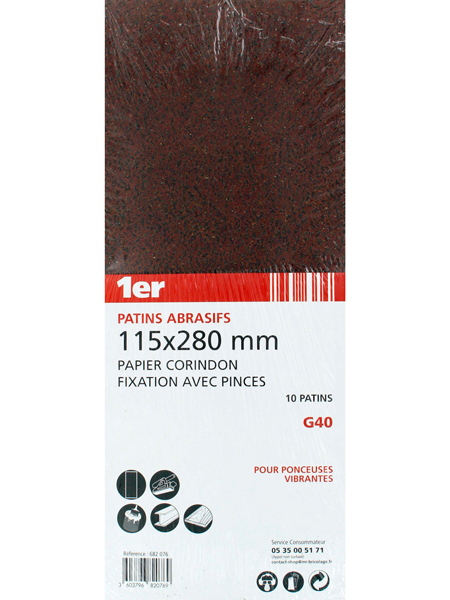 10 Patins Abrasifs Corindon GR40 115x280mm