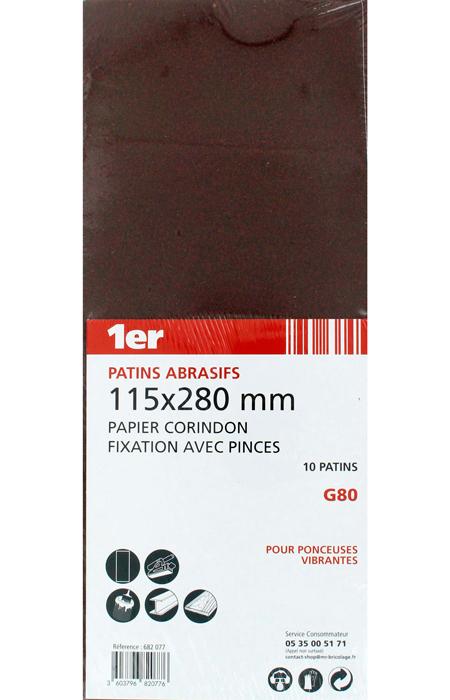 10 Patins Abrasifs Corindon GR80 115x280mm