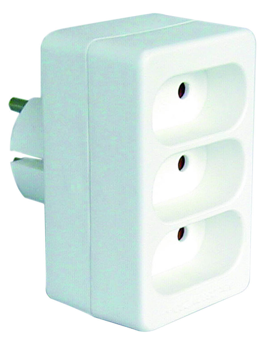 Fiche 3 prises Triplite Façade 2P 6A Blanc - DEBFLEX