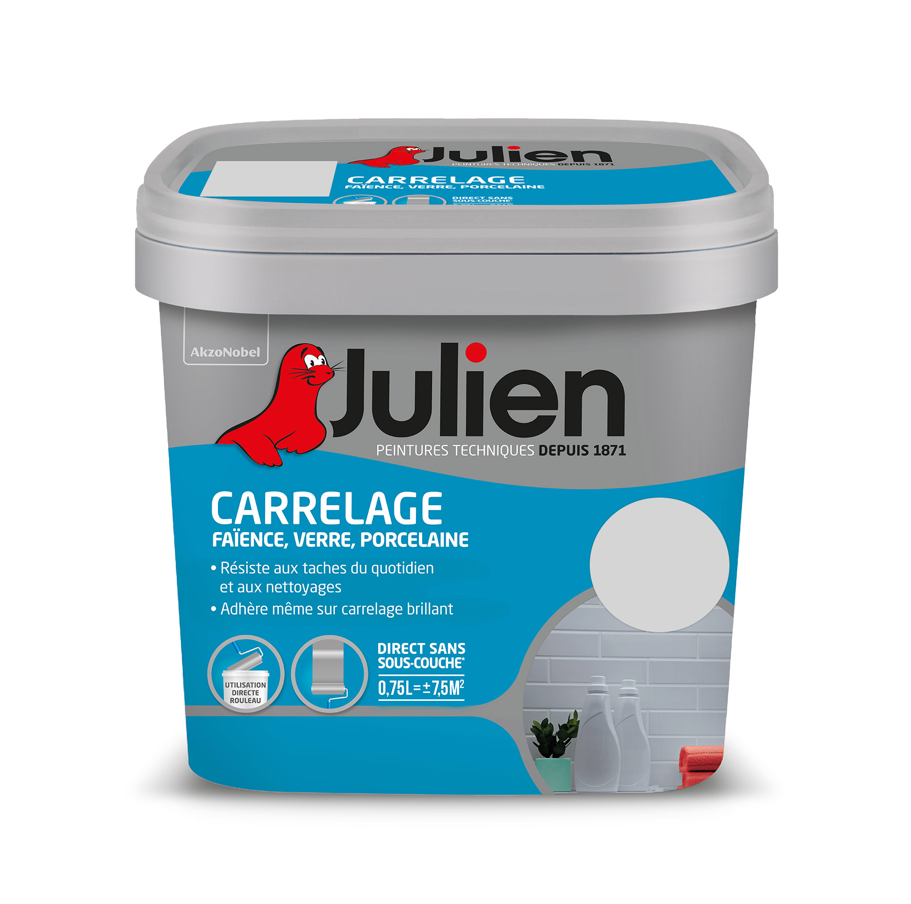 Peinture Carrelage brillant Gris Perle 0.75L
