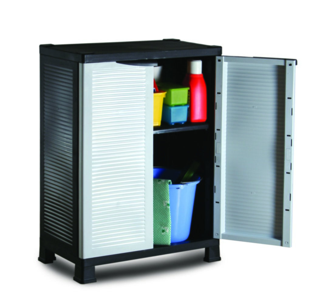 Armoire basse prestige 1 étagère noir/gris