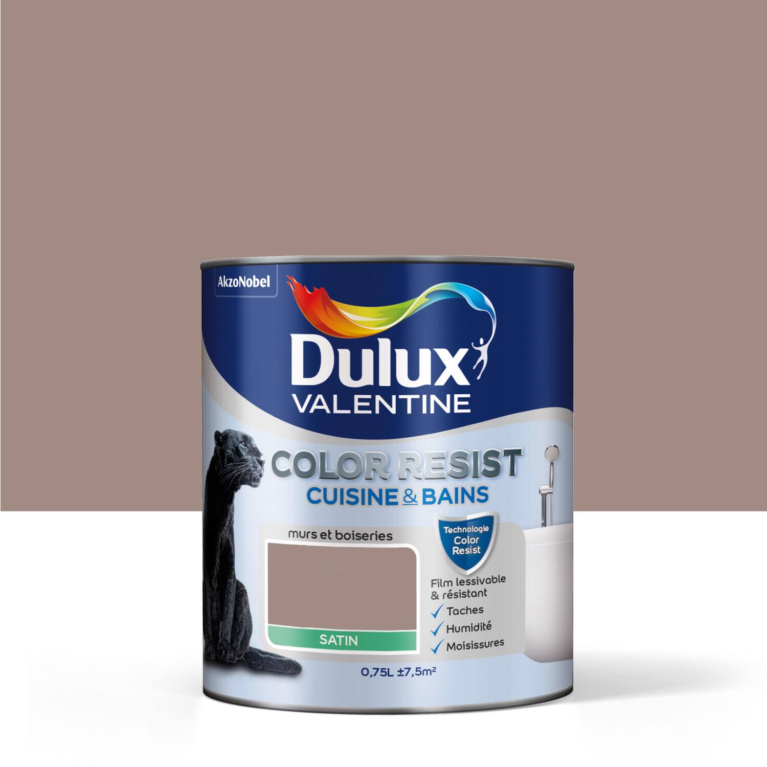 Peinture Pièces humides Color Resist Cuisine & Bains Taupe Satin 0,75L - DULUX VALENTINE