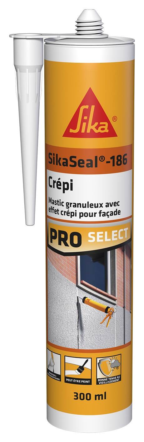 Mastic granuleux Crépi SikaSeal-186 Blanc 300ml - SIKA