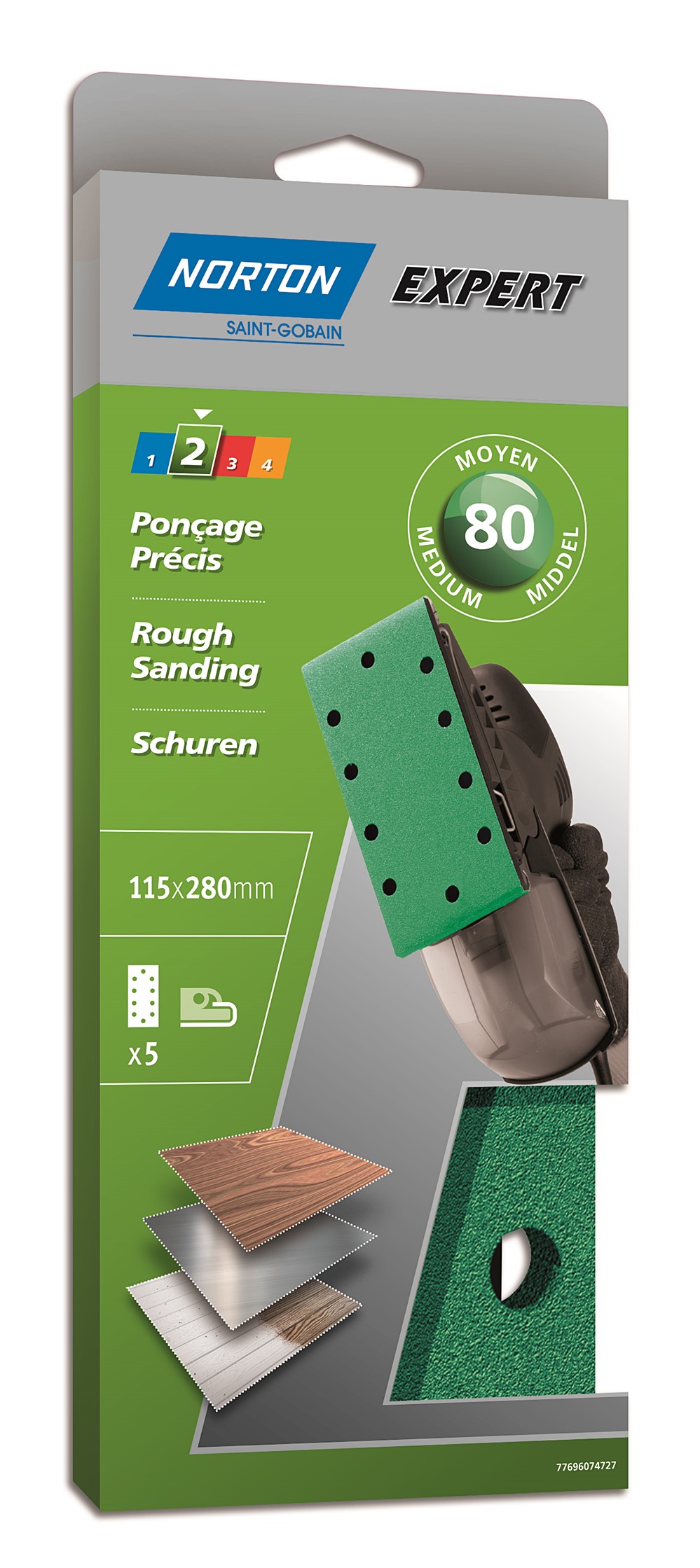 Patins ponceuse vibrante pinces Ovales 93x230mm Grain 80 - NORTON