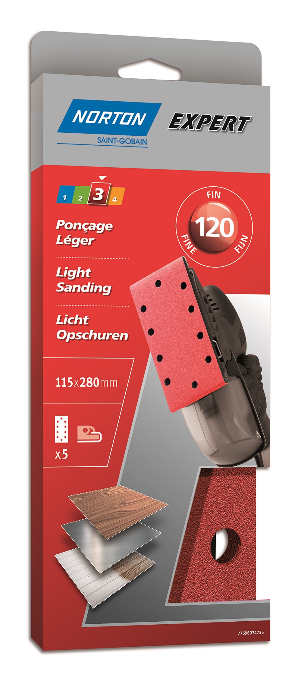 Patins ponceuse vibrante pinces Ovales 93x230mm Grain 120 - NORTON