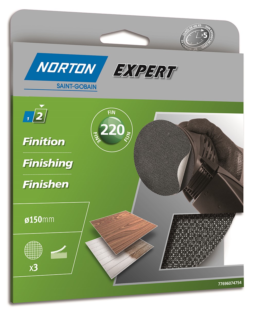 Disques auto-agrippants pour plâtre Ø150mm Grain 220 - NORTON