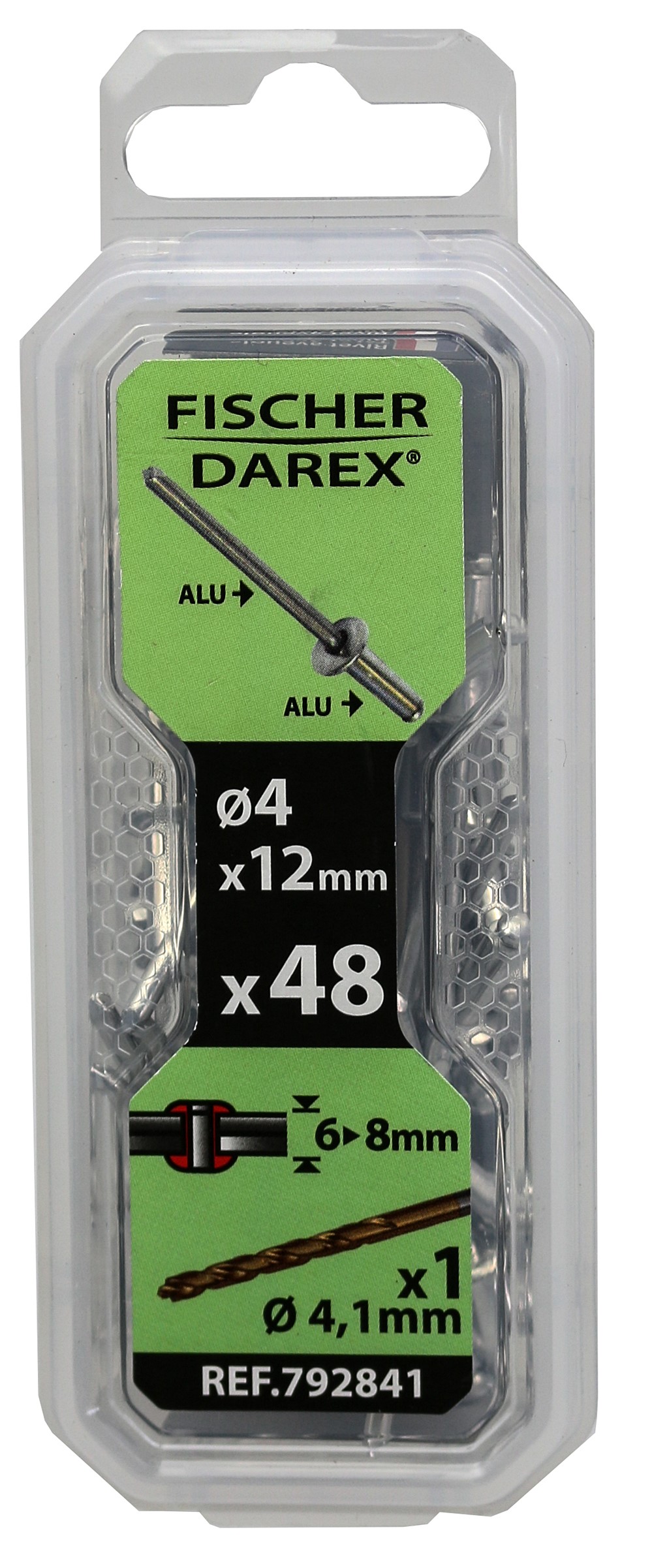 rivets aveugle 4x12 x48 pcs alu/alu tête plate - FISCHER DAREX