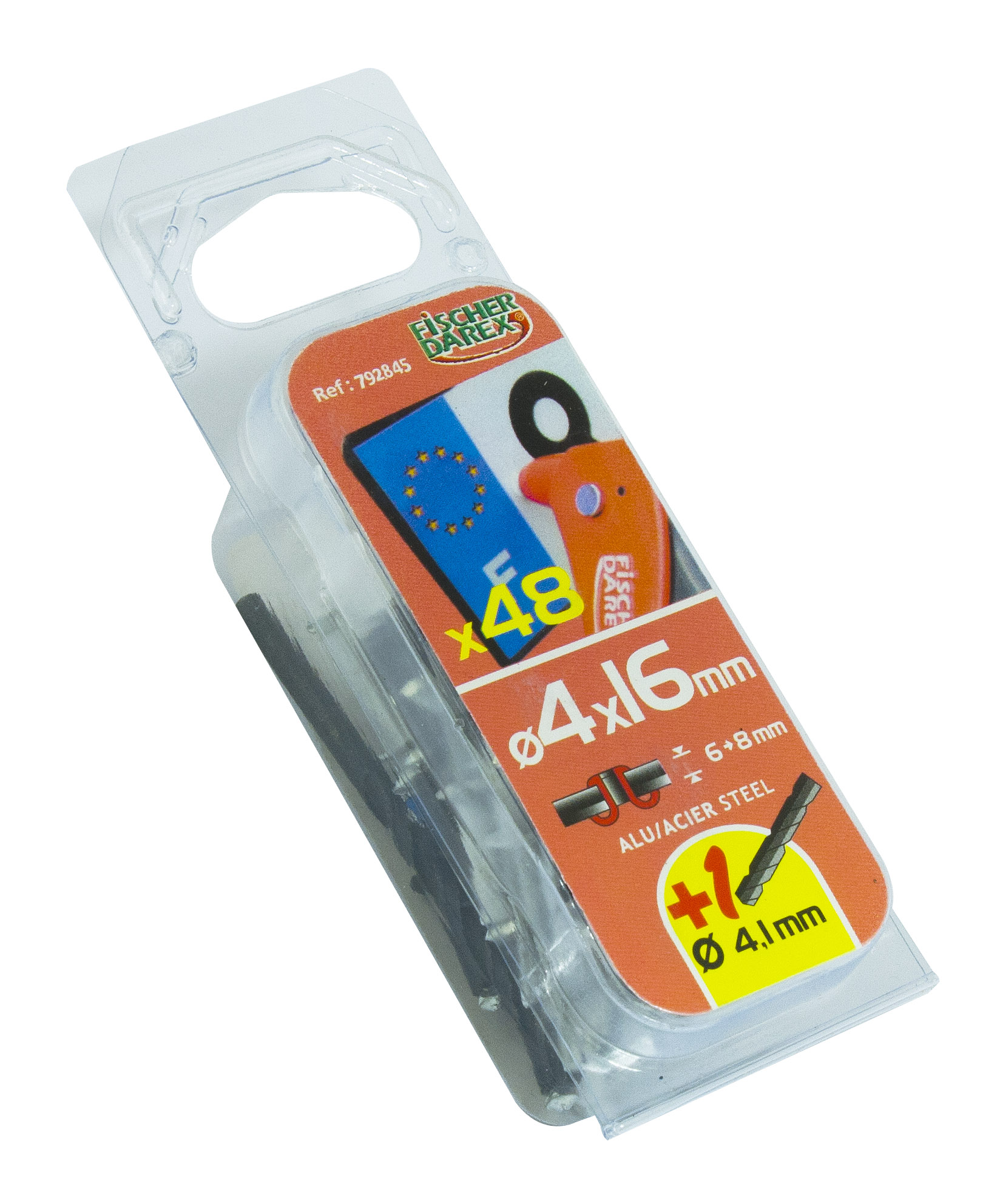 rivets 4x16 48 pcs alu acier spécial immatriculation - FISCHER DAREX