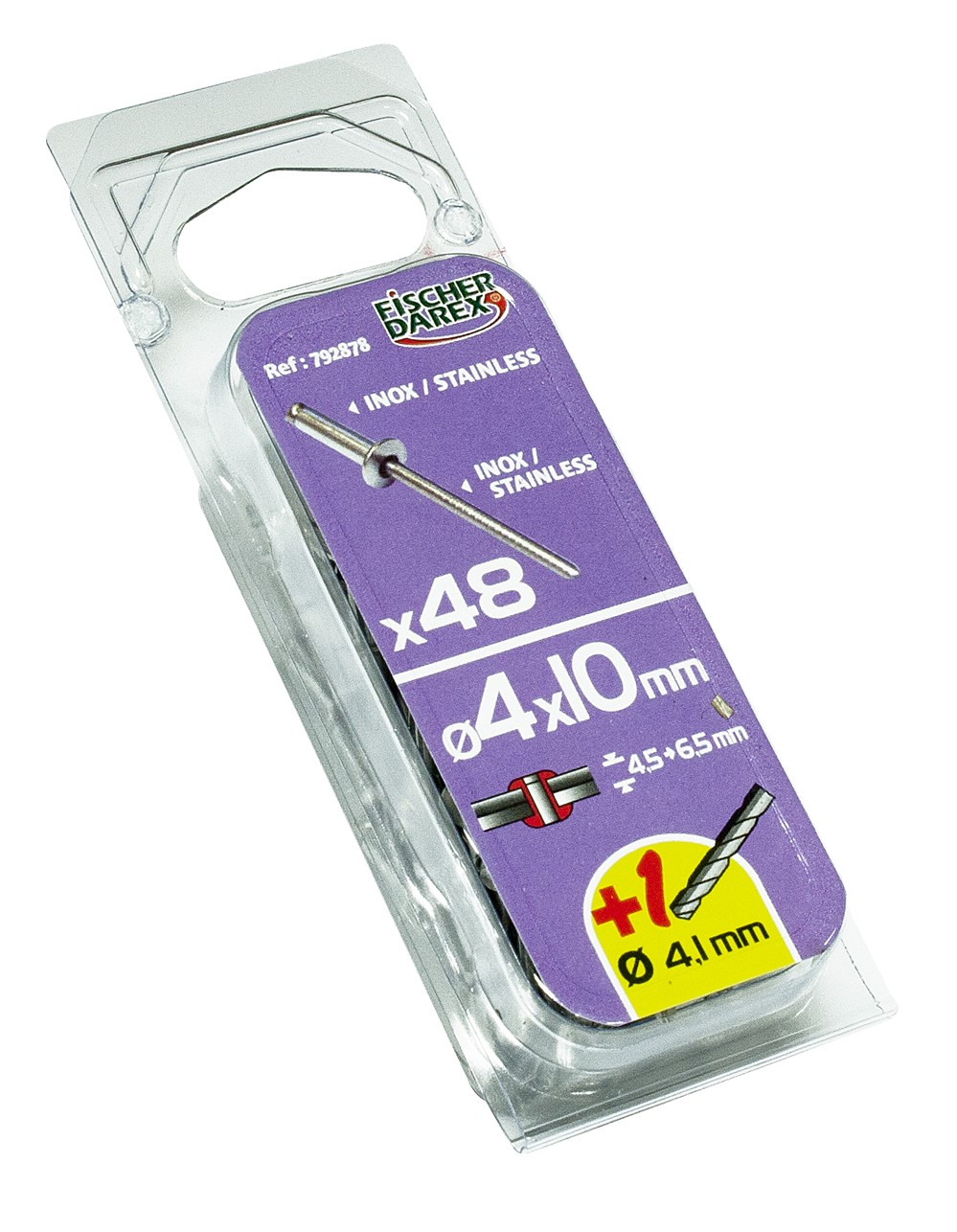 rivets aveugle 4x10 x48 pcs inox/inox tête plate - FISCHER DAREX