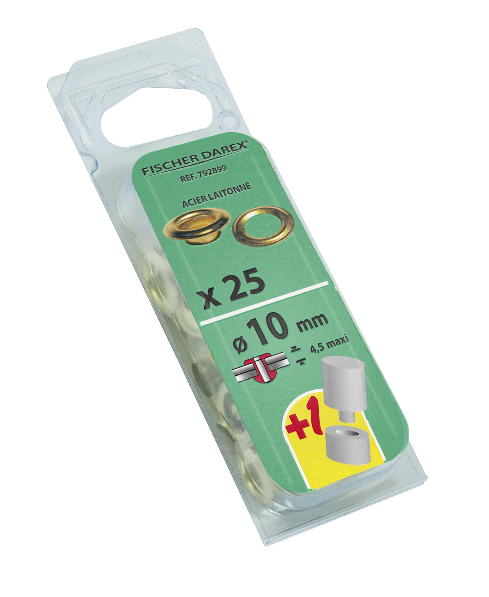 oeillets 10mm x25 pcs acier laitone outils de pose - FISCHER DAREX