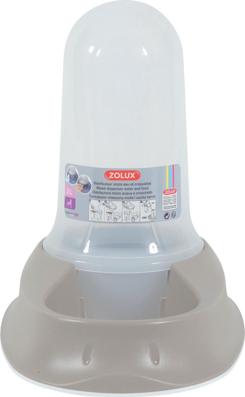 Distributeur mixte antidérapant 2L Taupe