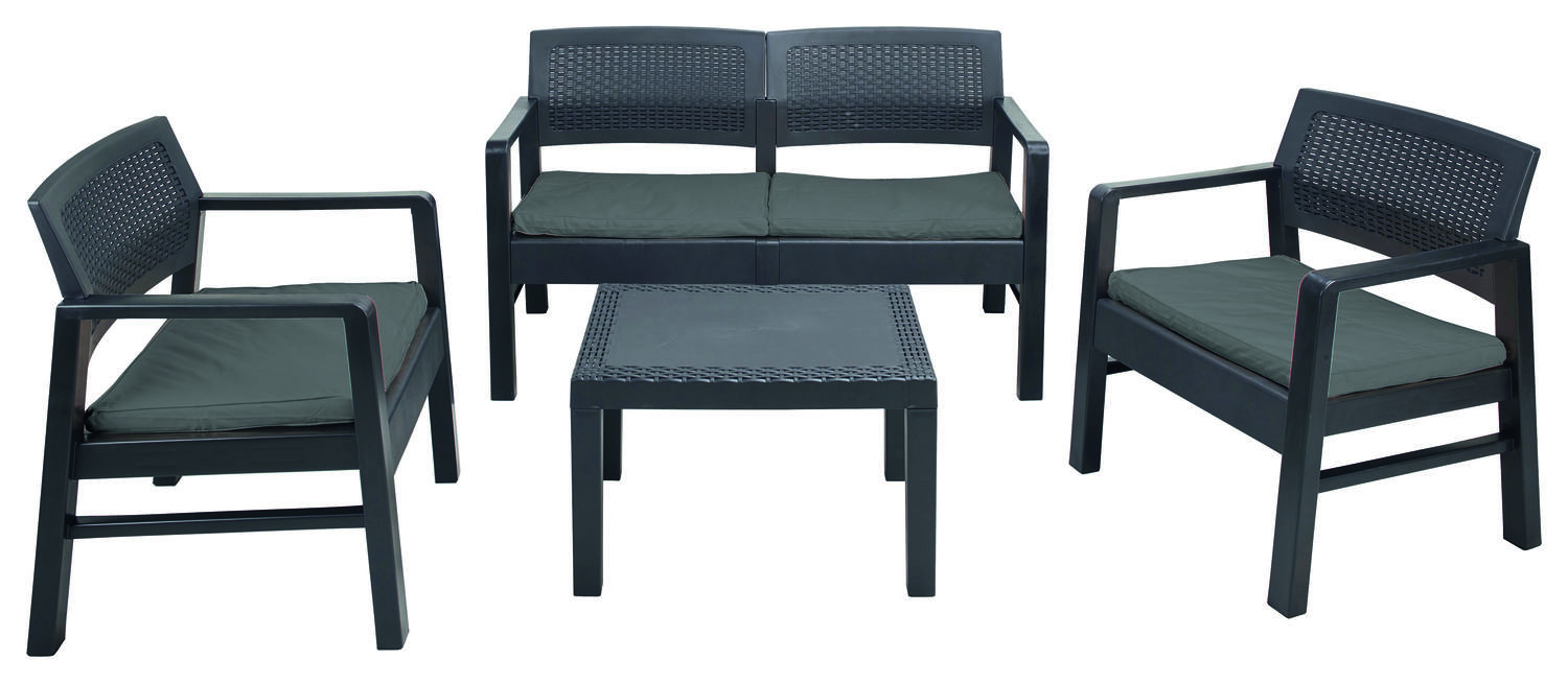 Salon bas de jardin 4 places Kilimanjaro anthracite - PROGARDEN