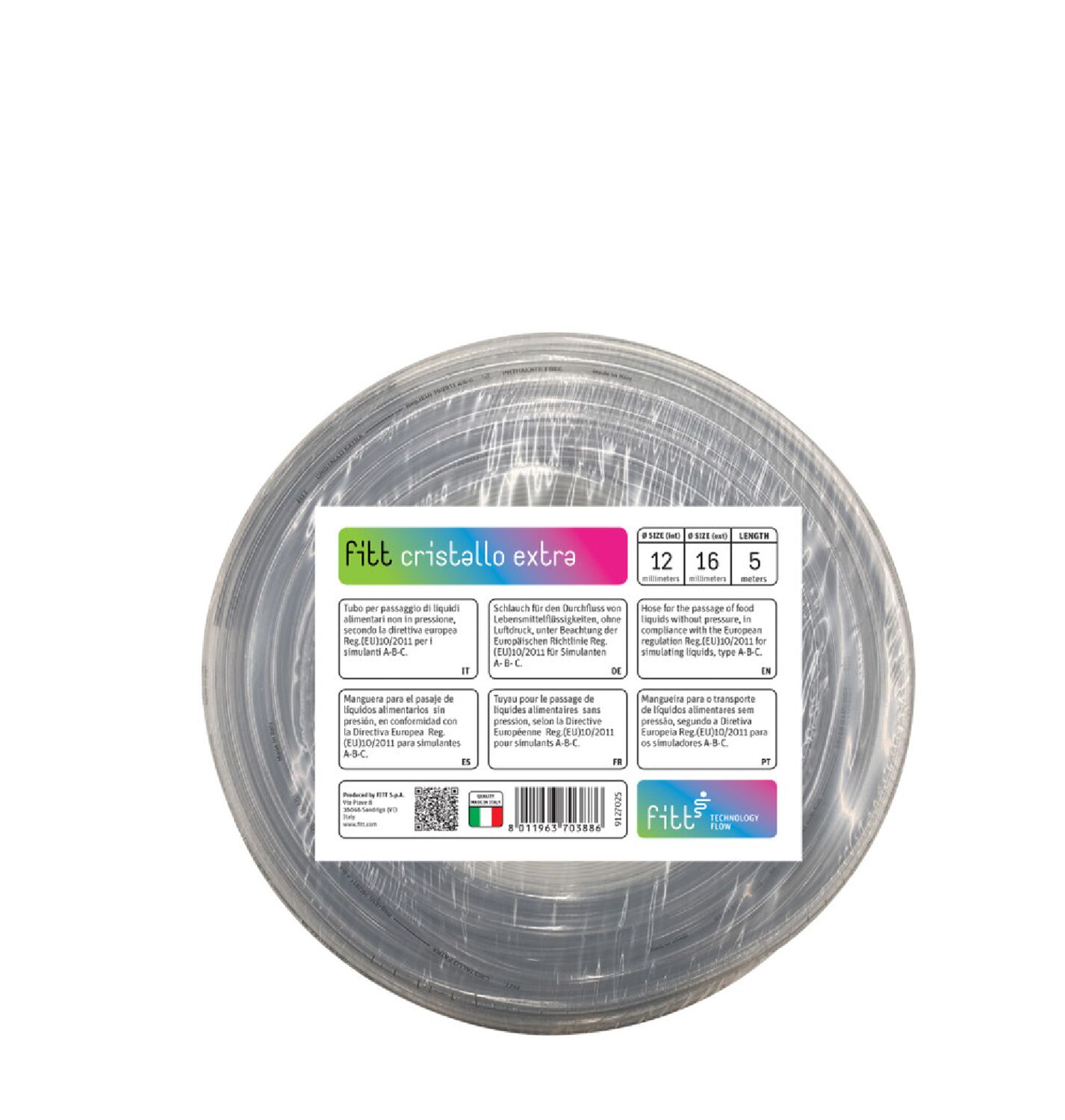 Tuyau cristal clair Ø12 x 16 mm x 5 m - FITT