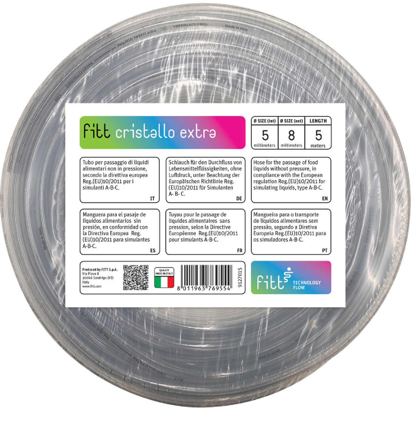 Tuyau cristal clair Ø5 x 8 mm x 5 m - FITT