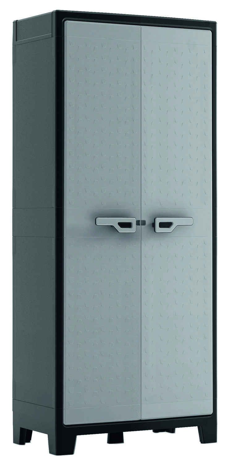 Armoire de rangement haute résine H182xL80xP44cm gris/noir - KIS