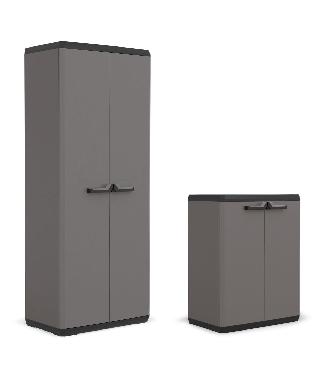 2 Armoires haute + basse polypropylène Gris/Noir