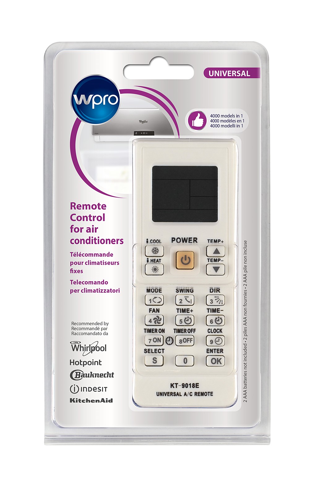 Télécommande universelle pour climatisation fixe - WPRO