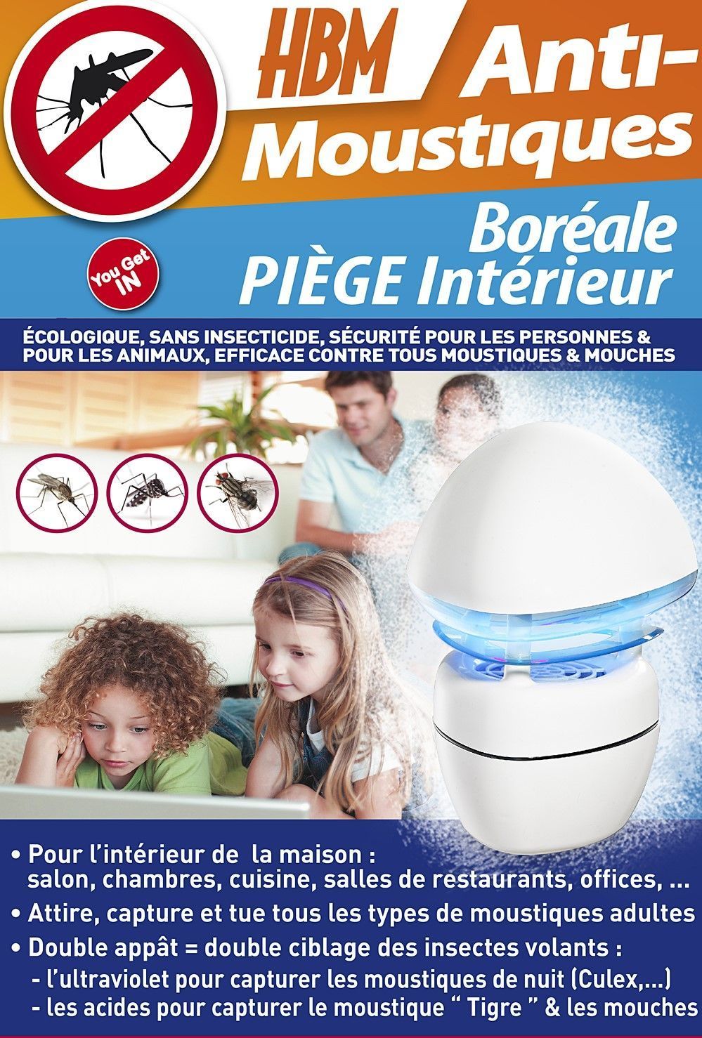 Anti-moustiques - piège de capture intérieur + recharge 