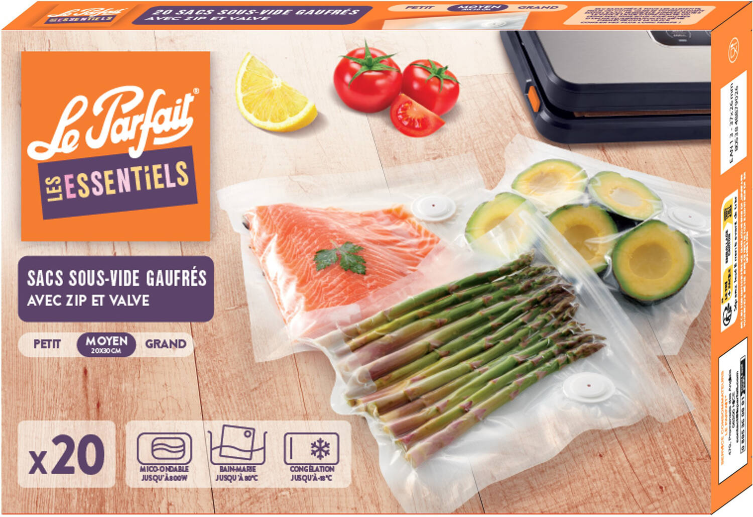 20 Sacs Zippés Avec Valve Sous-Vide 20x30cm ​ - LE PARFAIT