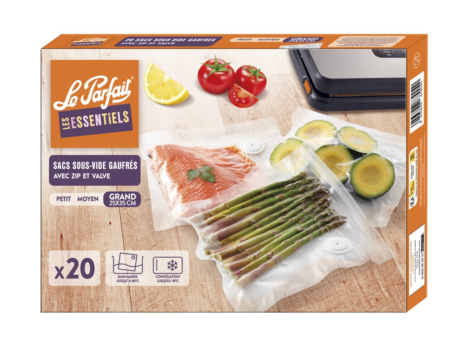 20 Sacs Zippés Avec Valve Sous-Vide 25x35cm​ - LE PARFAIT