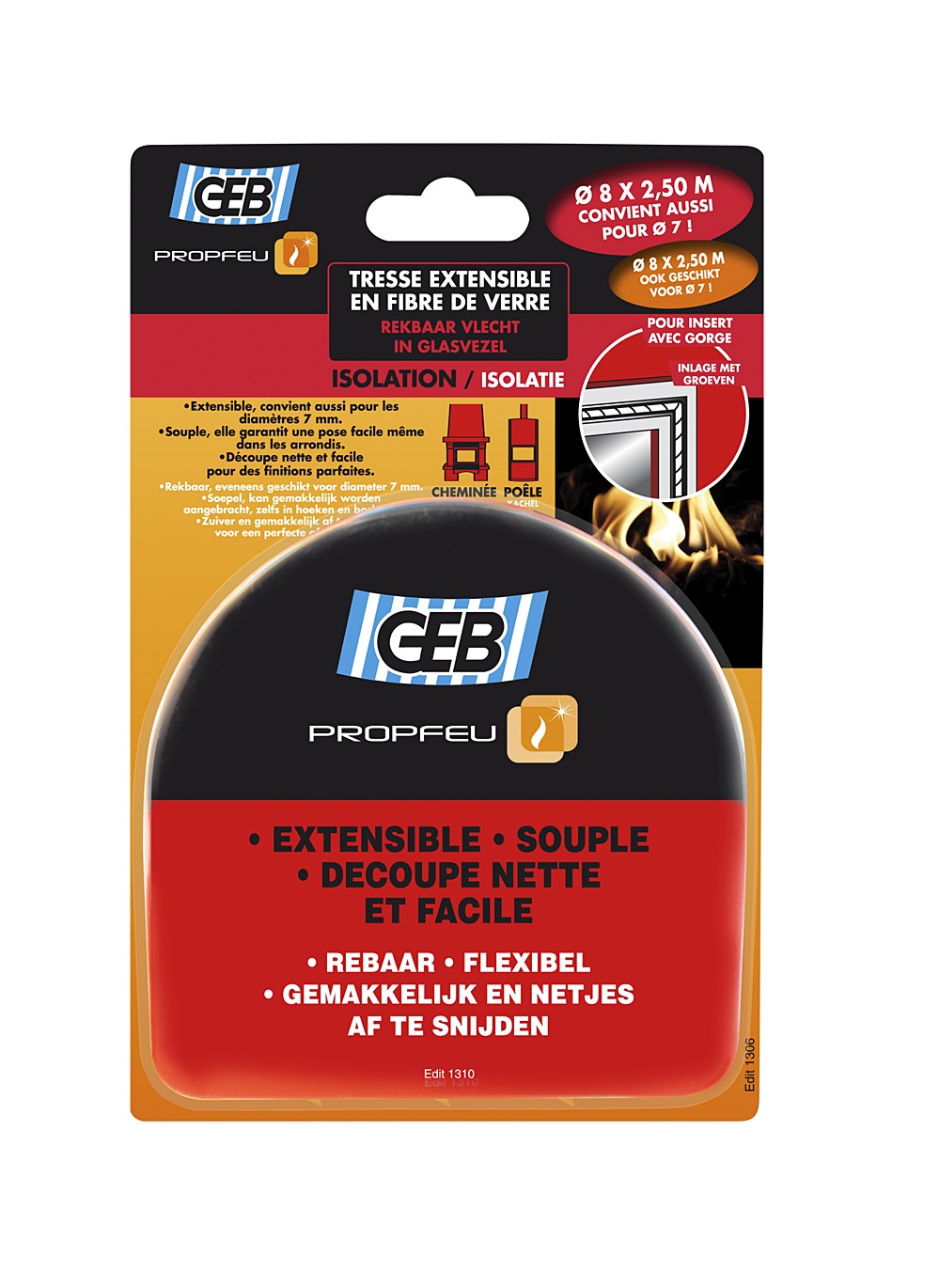 Tresse isolante Propfeu Ø 8 mm - 2,5 m - GEB