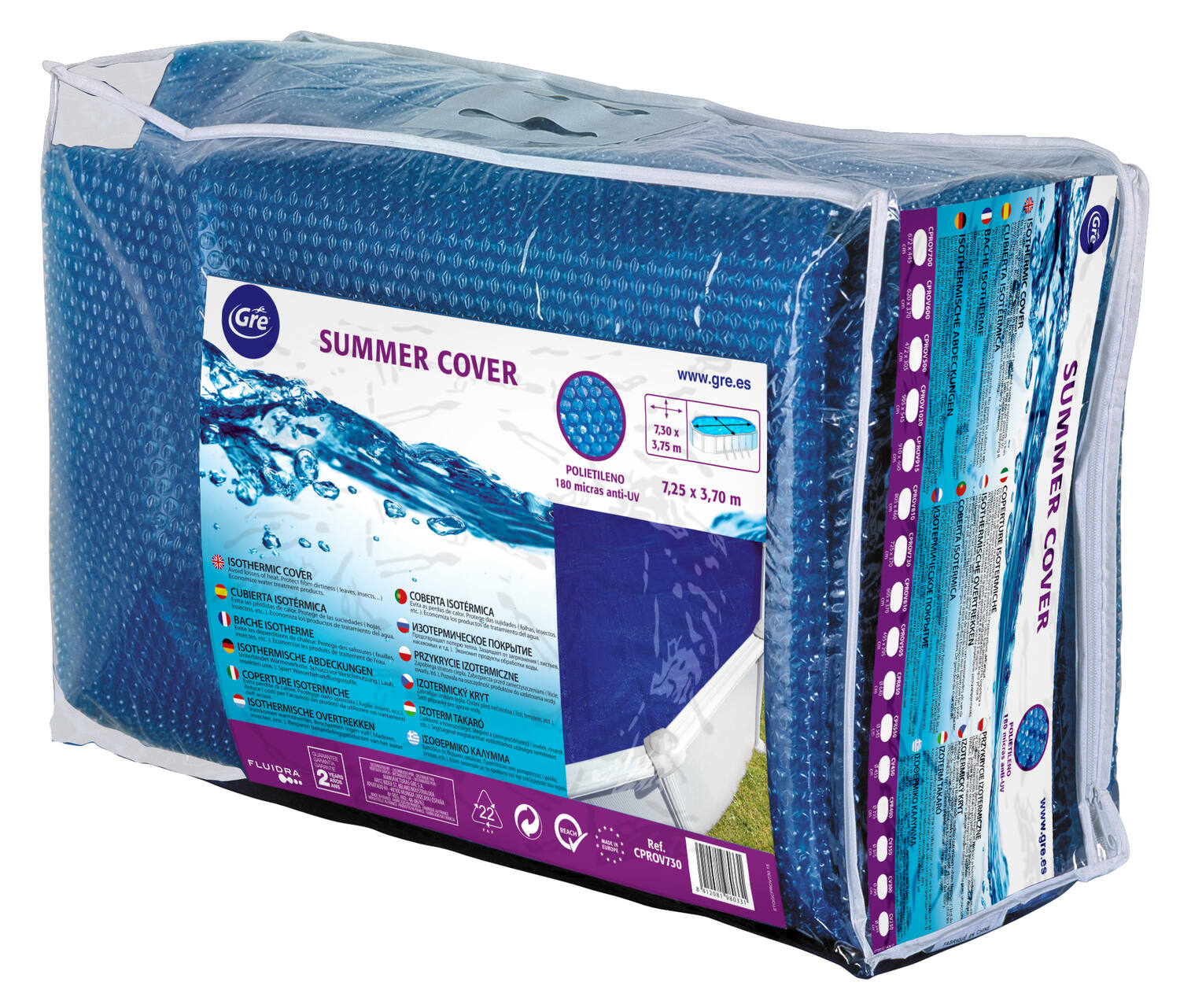 Bâche à bulles piscine acier 6,10x3,75m 180µ - GRE