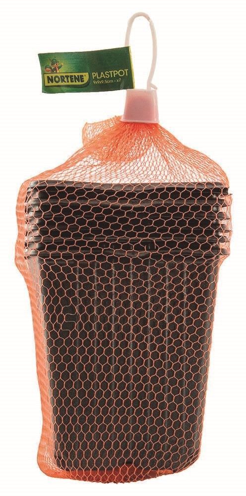 PLASTPOT 7 pots carré Noir 9x9x9,5cm