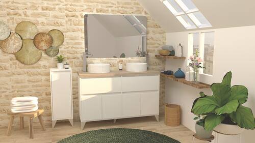 Colonne salle de bain à Poser Ona 86x30x26cm Blanc Mélaminé - AYOR