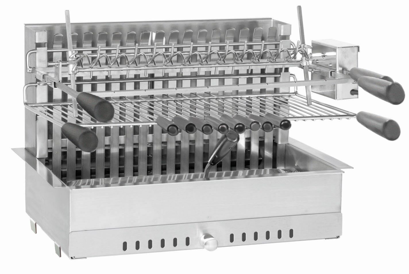 Barbecue charbon de bois Grill encastrable inox + tournebroche électrique - FORGE ADOUR