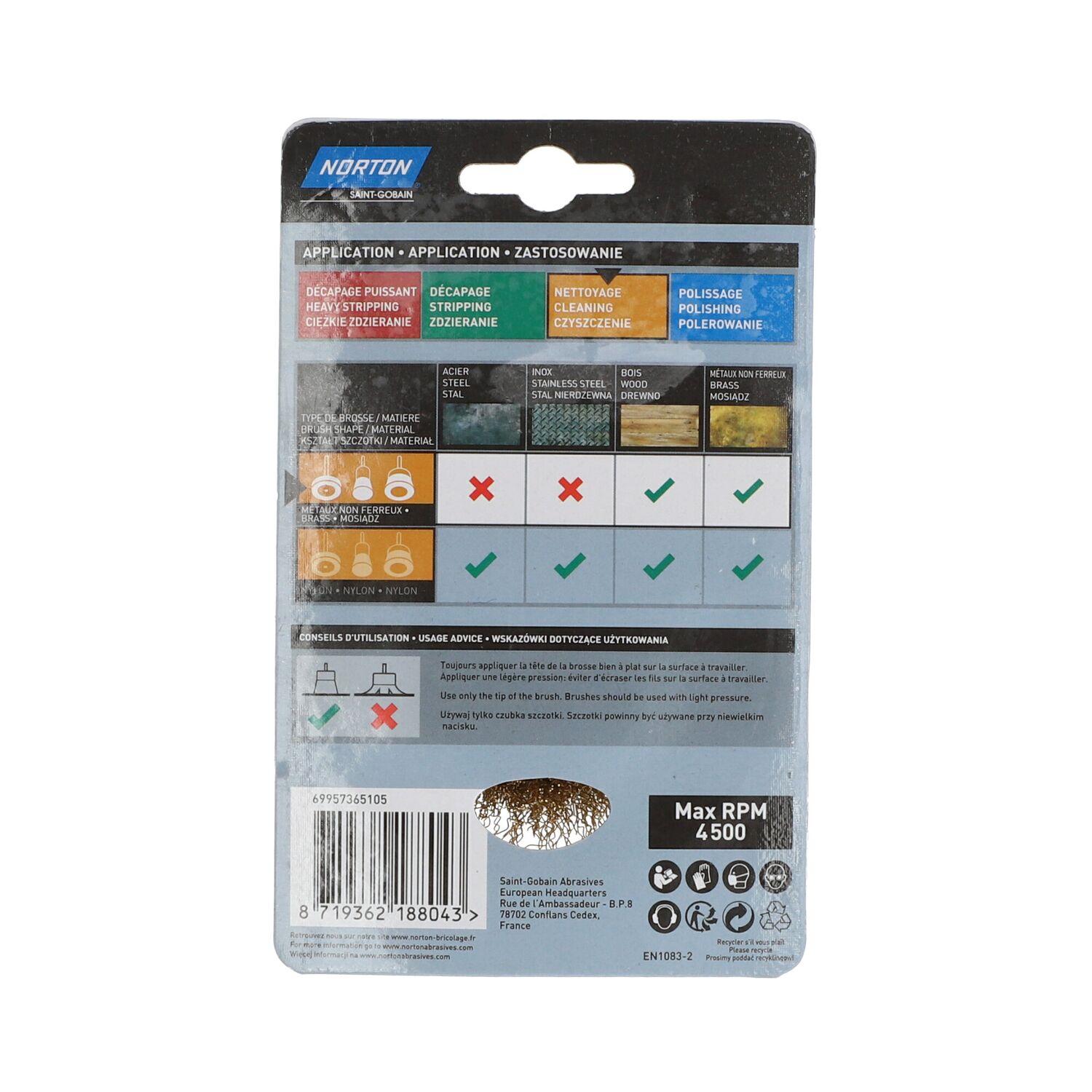 Brosse perceuse coupe ondulée laiton Ø75mm - NORTON