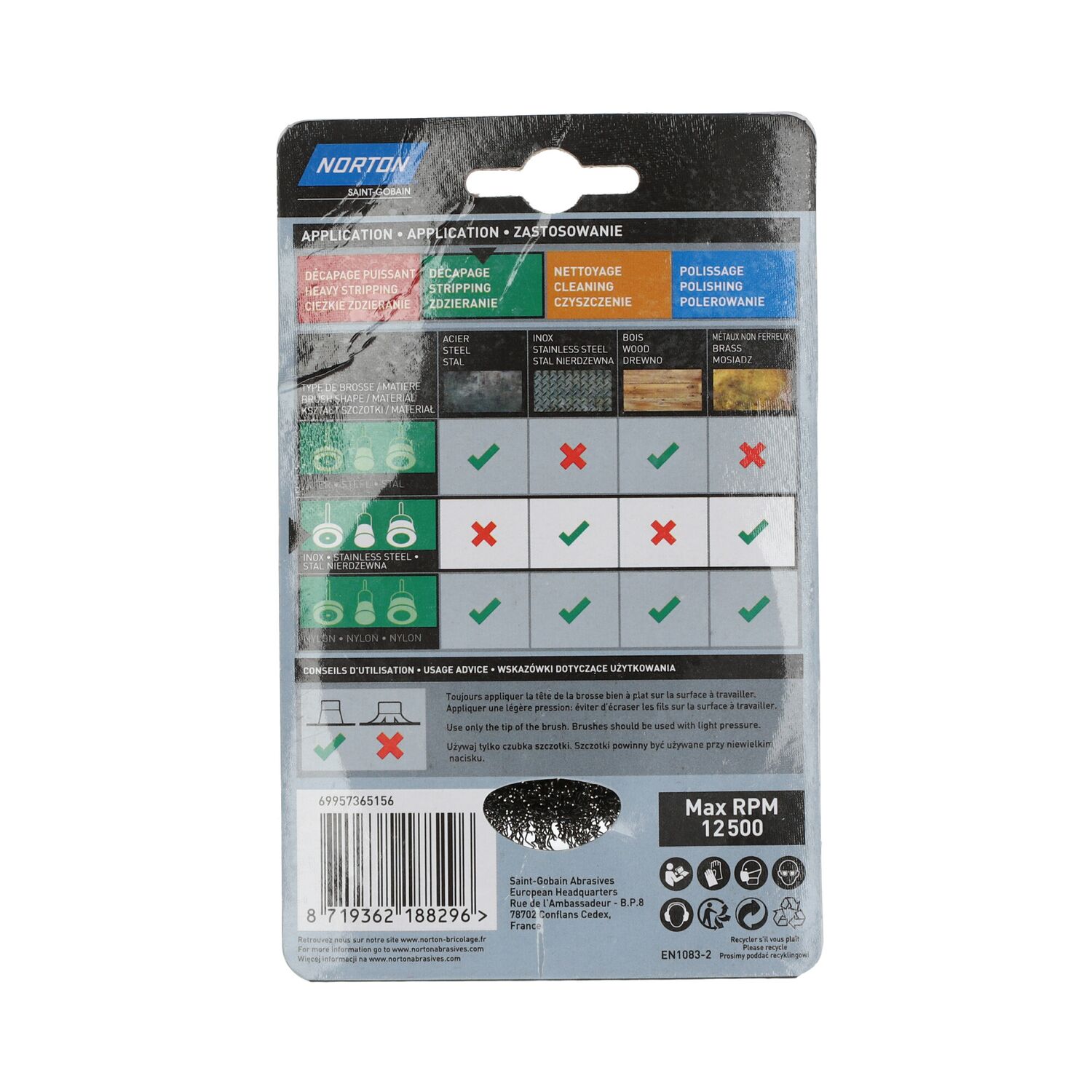 Brosse meuleuse coupe ondulée inox Ø75mm - NORTON