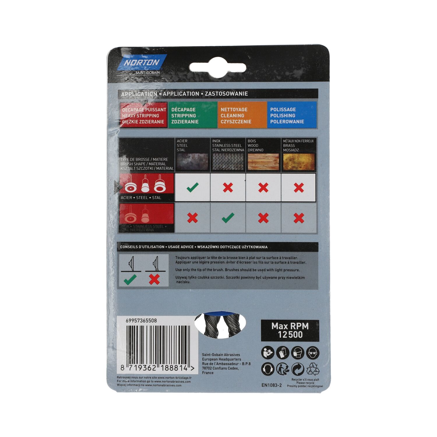 Brosse circulaire torsadée acier Ø100mm - NORTON