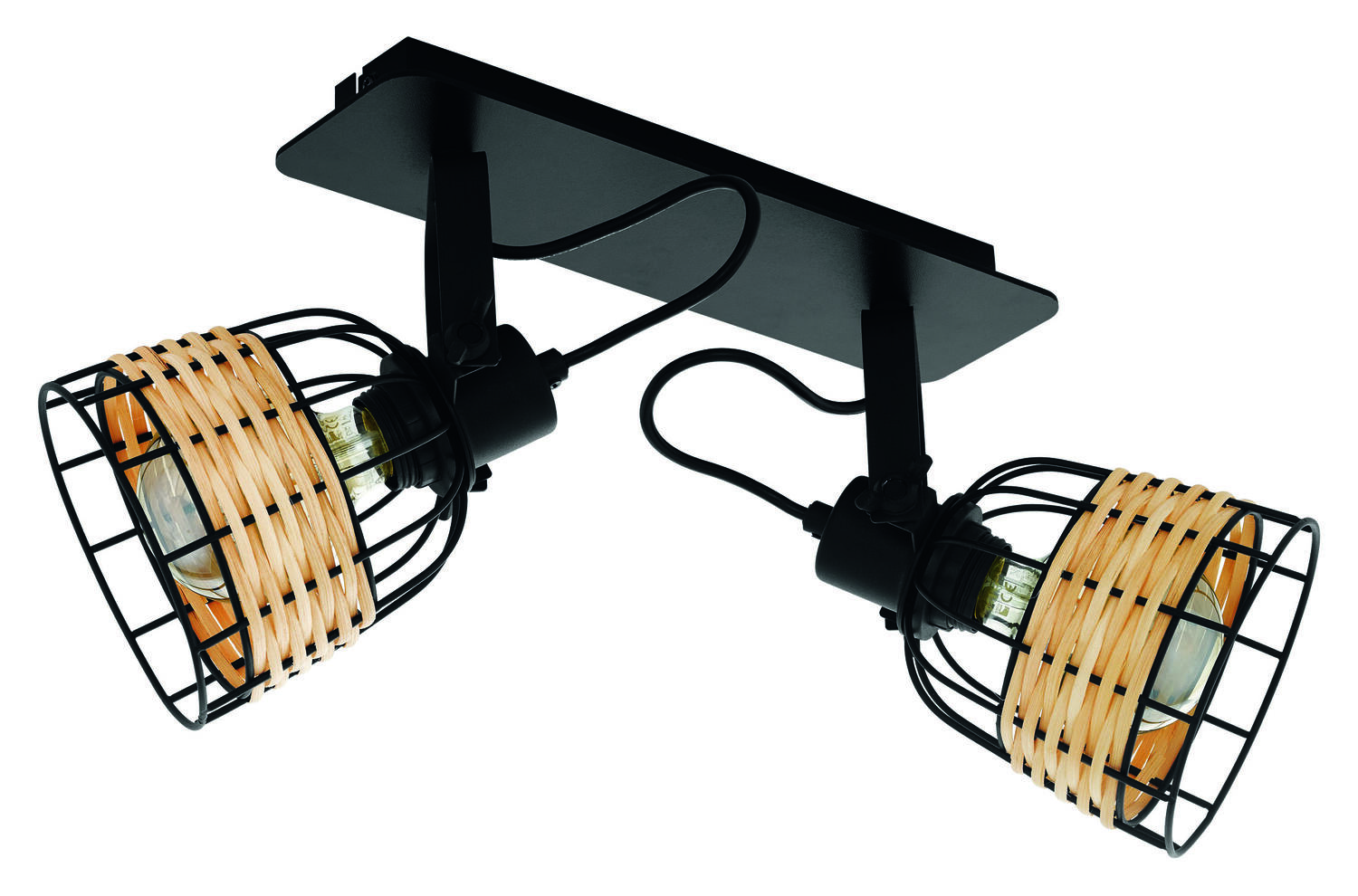 2 Spots Anwick 1 Acier E27 2x40W Noir