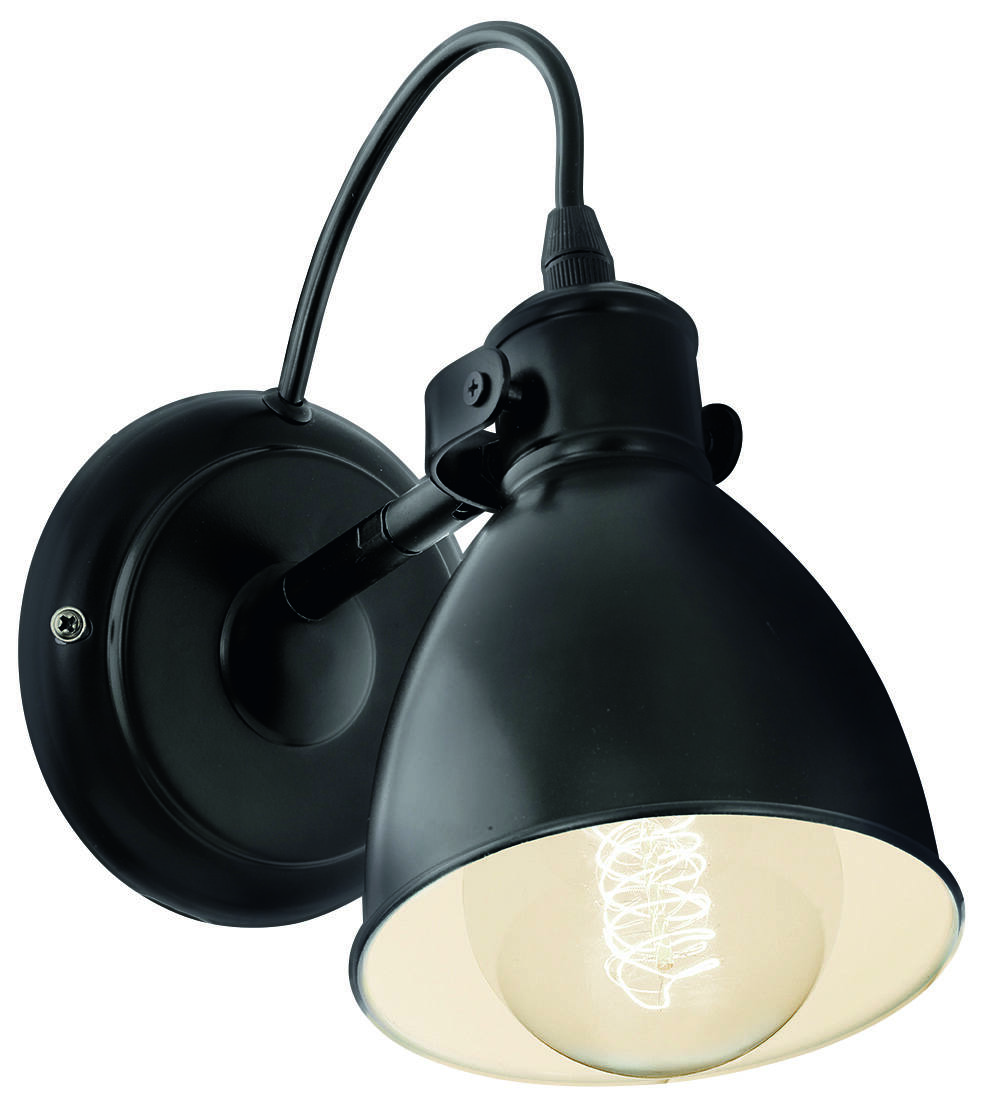 Applique murale Priddy Ø13 x H21,5 cm acier noir E27x1 40W - EGLO