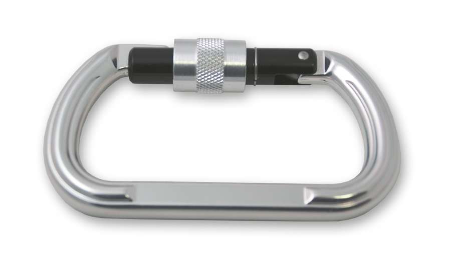 Porte-mousqueton à linguet et vis de sécurité