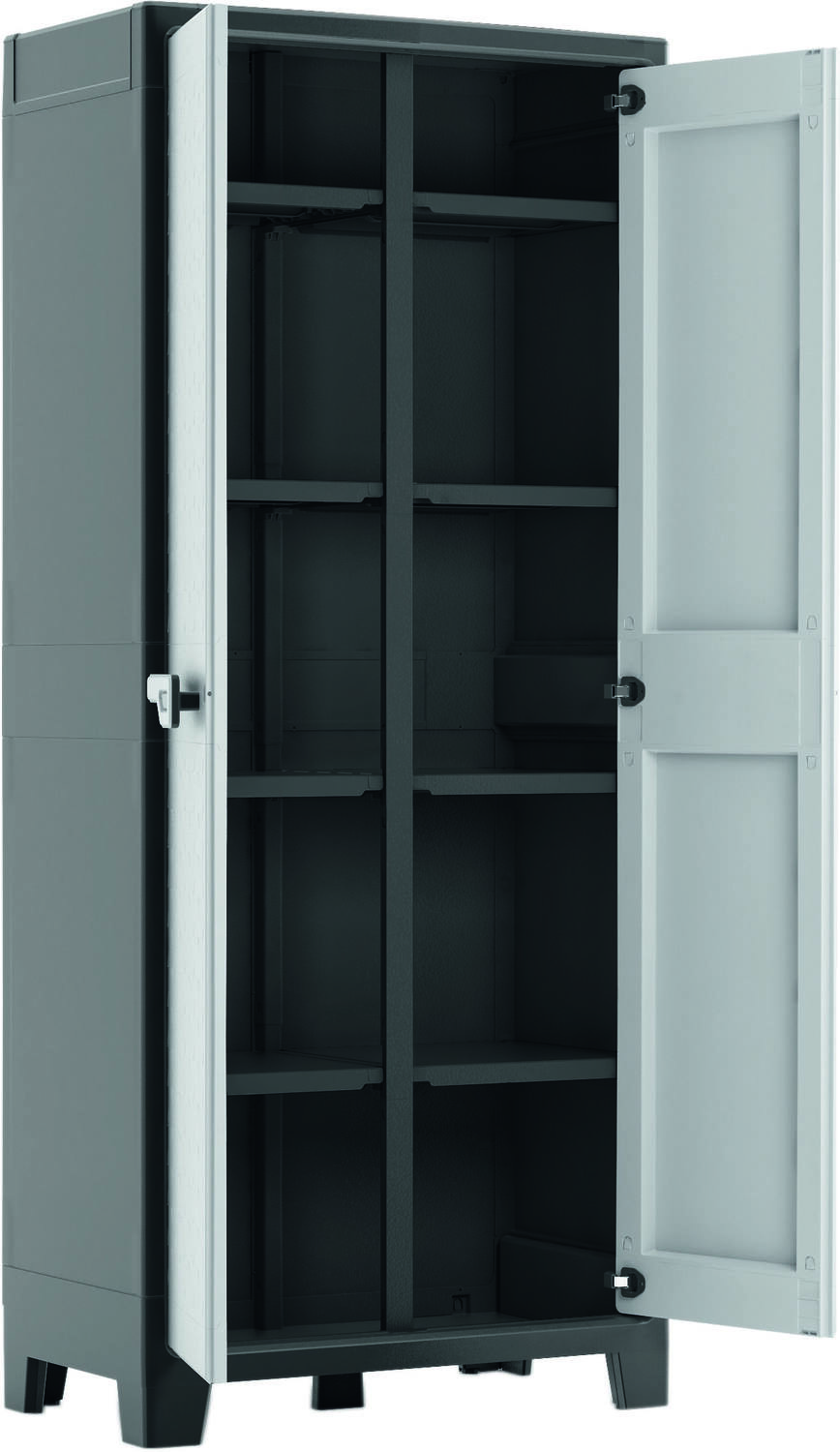 Armoire rangement résine Multispace Evoca H182xL80xP44 gris/noir - KIS