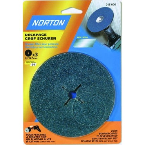 Disques fibres tôle rouille peinture Ø127x12mm Grain 36 - NORTON