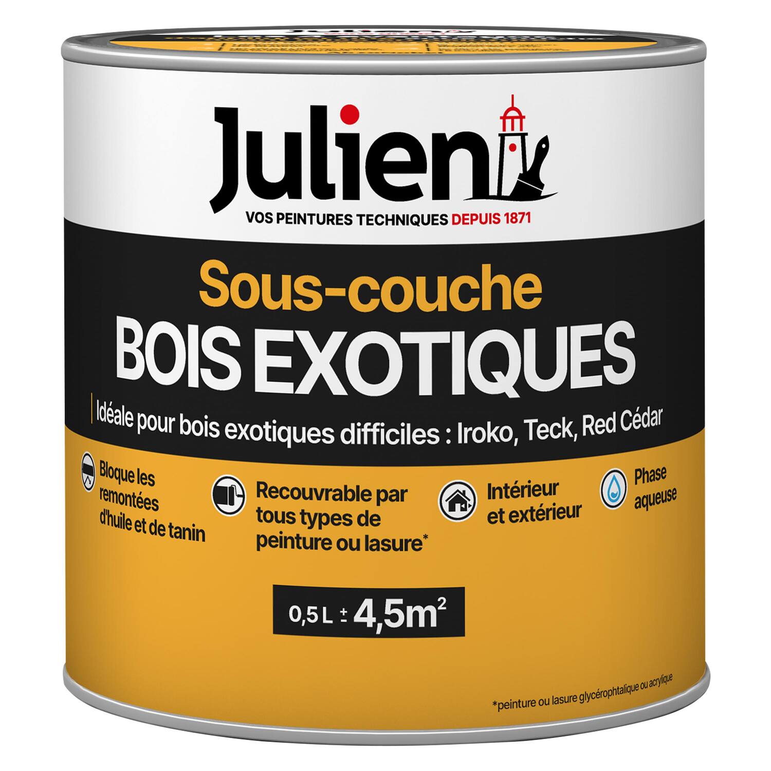Sous-couche Peinture Bois Exotique Incolore Satin 0,5L - JULIEN